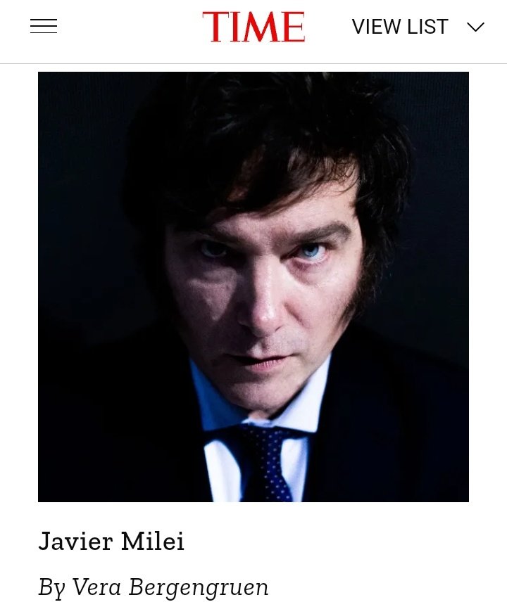 Javier Milei, entre las 100 personas más influyentes del mundo según la revista Time Javier Milei, entre las 100 personas más influyentes del mundo según la revista Time